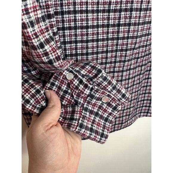 Haband Mens Pearl Snap Western Shirt Medium Long Sleeve Work Wear Flannel Collar - Picture 5 of 10